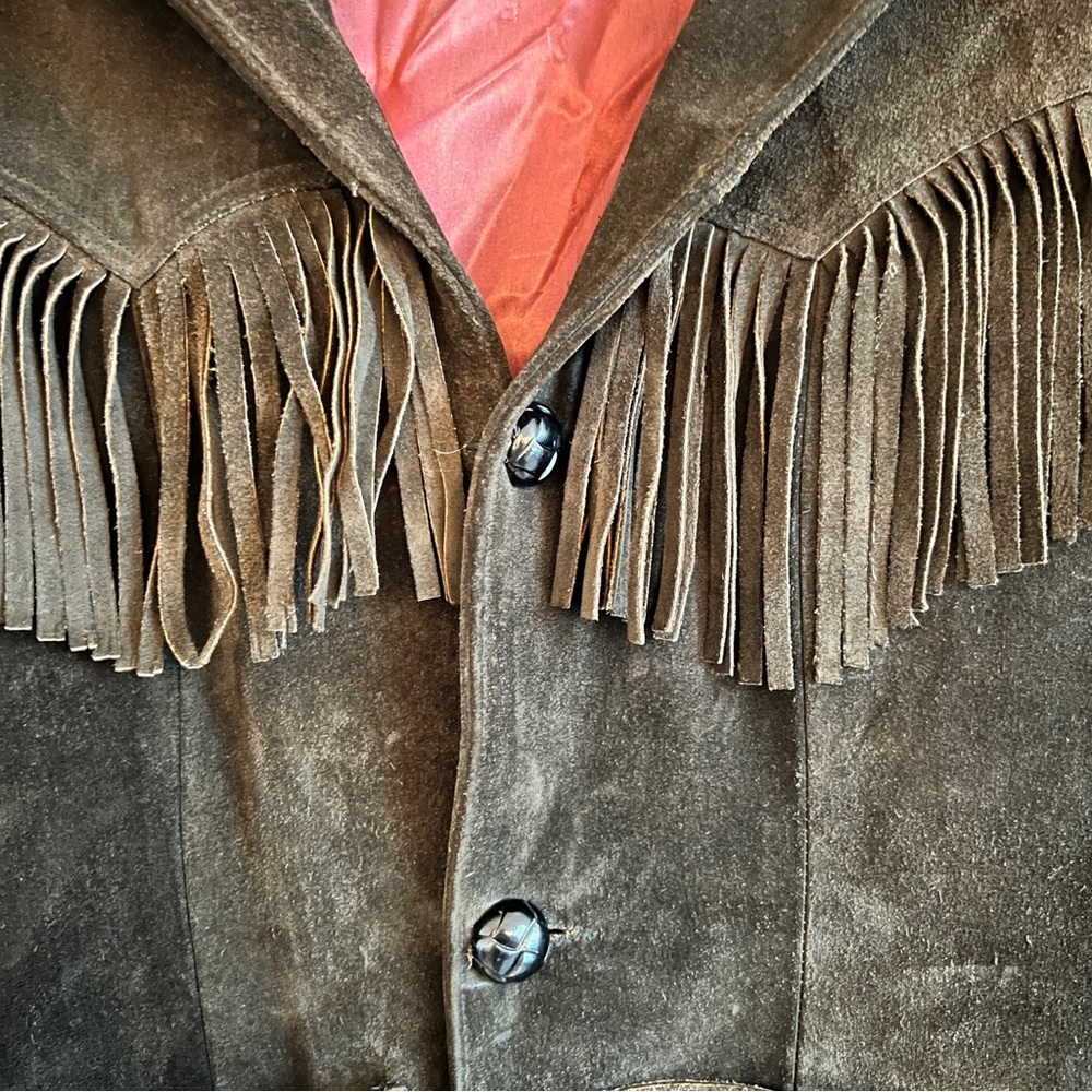 Vintage 60’s Brown Suede Fringe Western Jacket Made in Mexico, Men’s Size 32 XS - Picture 2 of 6
